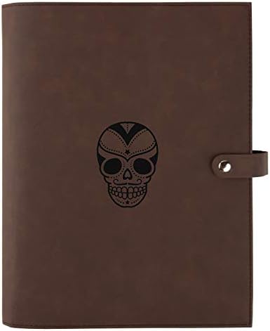 Sugar Skull Engraved Leather Protective Bible, Book & Planner Cover with Snap Closure