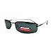 Mens Sunglasses Lite Weight Rectangular Rimless Thin Metal Frame (black, black)