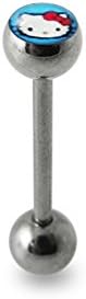 Light Blue HELLO KITTY Logo Tongue Piercing Ring