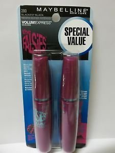 Maybelline New York Volum'Express the Falsies Washable Mascara Special Value Pack(pack of 2- 0.25 Fl. Oz.), 280 Blackest Black,