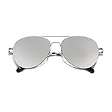 SojoS Classic Aviator Metal Frame Mirror Lens Sunglasses with Spring Hinges SJ1030 With Silver Frame/Silver Lens