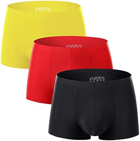 RESTBUY Men's Brief Mens Ice Silk Boxer Traceless Middle Waist 3 Pack Boxer Briefs Breathable Underpants Stretch Super Soft Smooth Solid Color Underwear for Men