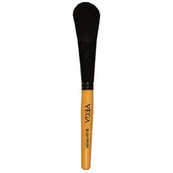 Vega Blush Brush with Wooden Handle and Natural Animal/Synthetic Hair