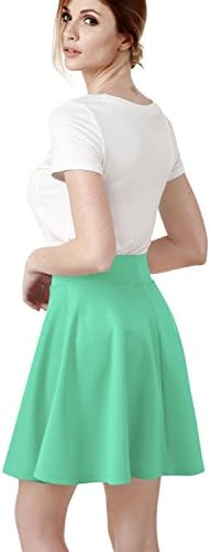 Elbon Boutique Womens Versatile Stretchy Pleated Flare Skater Skirt , Mint , X-Small
