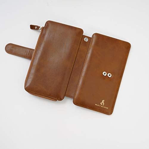 Kecar❤Men Long Wallet, Business Money Clip Zipper Coin Clutch Bag Mobile Phone Bag, Retro Purse Handbag for Wedding, Party, Daily Casual Wearing, Travel, Office Occasion