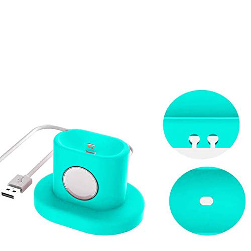 Cywulin Charging Dock Stand Designed for Apple Watch Series 4 3 2 1 AirPods Compact Charger Holder Cradle Bracket Station Portable Compatible for iWatch 44mm 42mm 40mm 38mm and AirPods (Green) - Thumbnail 4