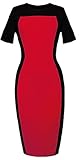 Homeyee Women's Fashion Colorblock Short Sleeve Slim Wear to Work Dress 483 (Medium, Red)