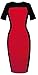 Homeyee Women's Fashion Colorblock Short Sleeve Slim Wear to Work Dress 483 (Medium, Red)
