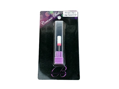 Beauticom  Professional USA High Quality Ceramic White LARGE Barrel Bit Nail Drill (Grit: TRIPLE 3X COARSE) 3/32" Shank Size