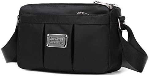 Kecartu Women's Lightweight Water Resistant Nylon Crossbody Messenger Bag Multi Pockets Small Size Purse Black