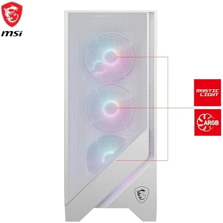 MAG Forge 320R Airflow White Boîtier PC Moyen Tour - ATX, Compatible avec Les RTX 40, Ventilateurs ARGB, filtres à poussière magnétiques, Verre trempé, Hub de contrôle ARGB, USB Type-A 3.2 Gen 1