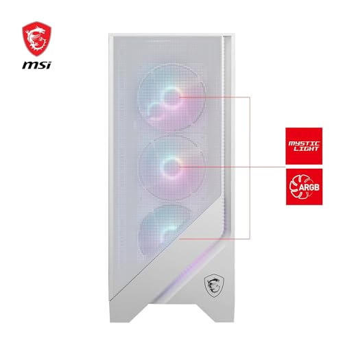 MAG Forge 320R Airflow White Boîtier PC Moyen Tour - ATX, Compatible avec Les RTX 40, Ventilateurs ARGB, filtres à poussière magnétiques, Verre trempé, Hub de contrôle ARGB, USB Type-A 3.2 Gen 1