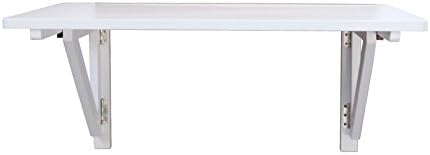 YJBE Pine Wood Wall-Mounted Drop-Leaf Table, Folding Dining/ Computer/ Coffee/ Study Desk Assembled (White - 805036CM)