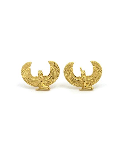 Egyptian Ancient Ma'at Piece Pierced Stud Earring in Gold Tone