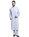 GladThink Men's Thobe with Long Sleeves Arab Muslim Wear Calf Length LightGray L
