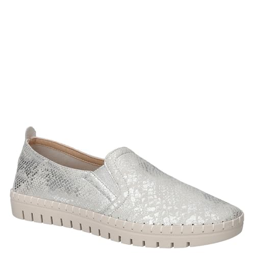 Easy Street Women’s Fresh Sneaker, Silver Grey Snake, 5