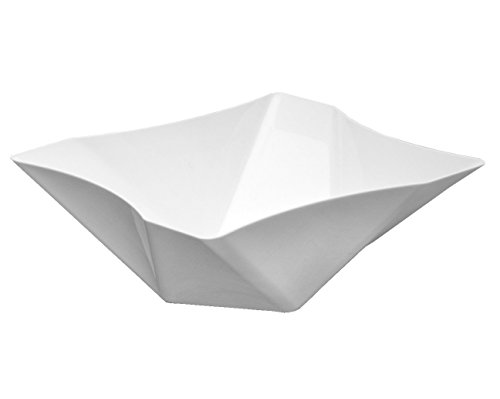 Party Essentials Hard Plastic Large 161-Ounce Square Twist Serving Bowl Available in 3 Colors, White, Single Unit