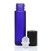 New 10ml Cobalt Blue Glass Roll-on Empty Refillable Bottles with Black Cap Perfect for Aromatherapy Perfumes Essential Oils Lip Gloss and More, Comes with One 3ml Plastic Dropper, Pack of 12