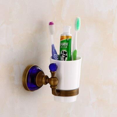 Mercury_Group, Antique Brass Blue Crystal Base Bathroom Accessories Wall Mounted Toilet Paper Holder