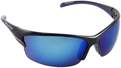 Optic Edge Breakaway Semi-Rimless Sunglasses, Shiny Black Frame, Ice Blue Mirror Lens