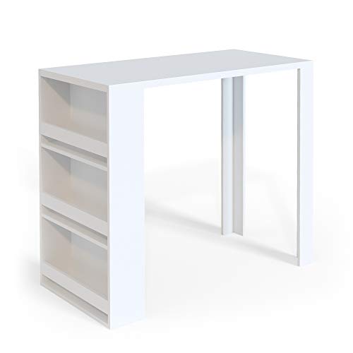 Vicco Bartisch Bar Weiß Anthrazit Tresen Bartresen Stehtisch Tisch Tresentisch Bistrotisch Küche mit 3 extra Fächern…
