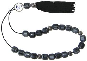 Worry Beads With Tassel - Greek Map - Greece - Black And White Swirl