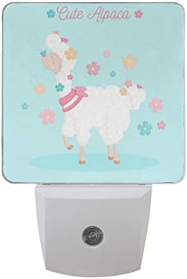 LED Night Light Cute Llama with Floral Dusk to Dawn Sensor Plug in Night Home Decor Desk Lamp for Adult Kids
