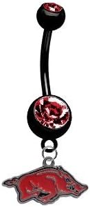 Arkansas Razorbacks PREMIUM Black w/ Red Gem Titanium Anodized Sexy Belly Navel Ring