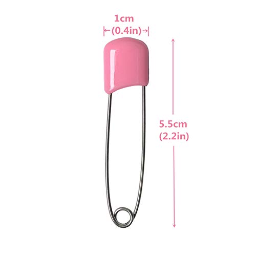 S-Mechanic 130Pcs 2.2\'\' Baby Safety Pins Plastic Head Safety Diaper Pins with Locking Closures Nappy Pins (Pink)
