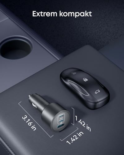 167,5W Zigarettenanzünder USB C, 3-Port Typ-C Auto Schnellladegerät