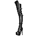 KiwiCedar Women’s Heel Thigh High Stretch Boots 5.7 inch Stiletto Gladiator Platform Over Knee High Thigh Boots (8.5, Black)