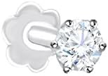 Panache Exports Nose Pin Screw Stud Piercing Ring in 14k Gold W/0.09ct Real I1 Real Diamond (white-gold)