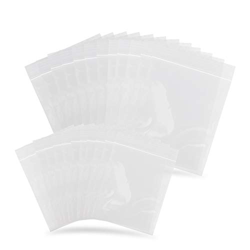 Alcoon 200 Pieces Small Clear Plastic Ziplock Bags 2 x 3 Inch and 3 x 4 Inch Resealable Zipper Poly Bags Plastic Zip Bags for Jewelry, Beads, Candy, Pill