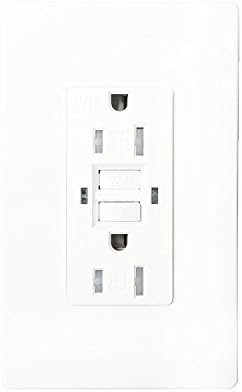 GFCI 15A TR WR Wall Outlet - LASOCKETS 15 Amp 125 Volt Tamper Resistant Socket For Standard Wall Receptacle Outlet, Residential Grade, Grounding, with Wall Plates, UL Listed (1 Pack)
