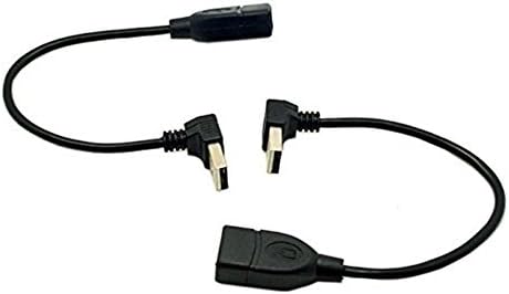 CHIBI 1 Pair of 90 Degree Up &amp; Down Right Angled USB 2.0 A Male to Female Extension Cable Black