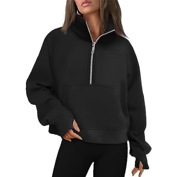 Amazon.com: AUTOMET Womens Sweatshirts Half Zip Cropped