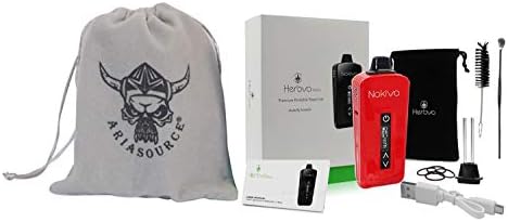 Ariasource Smell Proof Thick Carbon Lined Bag for Smoking Accessories with HERBVA NOKIVA Premium DH Vaporizer (Red)