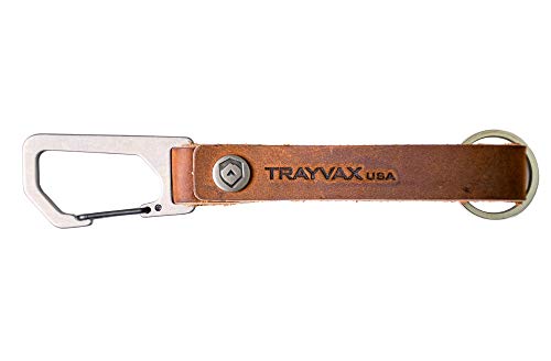 Trayvax Keyton Clip Carabiner Keychain Stainless-Steel, Light Brown