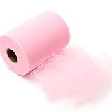 KING DO WAY Tulle Roll Spool 6 Inch x 100 Yards (300FT) Wedding Party Decoration Pink