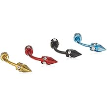 Women's Set Of 4 Red/Black/Yellow/Blue Surgical Stainless Steel Cubic Zirconia Spike Eyebrow Body Piercing Jewelry Ring, One Size