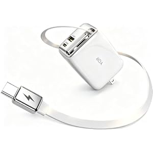 自動巻き取りケーブル内蔵 65W GaN 充電器 一体型 3 台同時充電 PD QC 対応 折りたたみプラグ PSE 認証