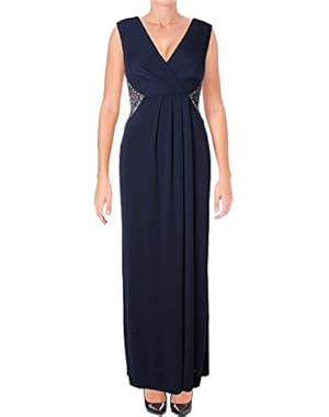BCBG Max Azria Womens Hasani Embroidered Sleeveless Evening Dress