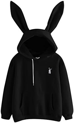 Mingfa Womens Teen Girls 2019 Fashion Hoodie Sweatshirt Jumper Tops Long Sleeve Rabbit Ear Printed Pullover Cotton Blend Tops Blouse