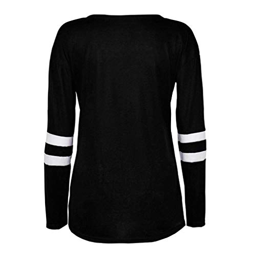 Women Stripes Top Duseedik Henley Solid Stripes Spread Long Sleeve Slim Button Pullover Shirt Blouse - Thumbnail 4