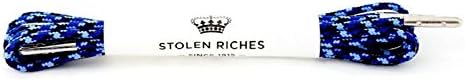 Stolen Riches Designer Shoe Laces Camo Blue 32" Metal Tips Fits 5-6 Pair Of Dress Shoe Eyelets