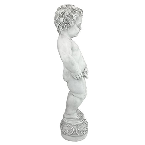 Design Toscano Manneken Pis Peeing Boy Piped Pond Spitter Statue Water Feature, 27 Inch, Polyresin, Antique Stone