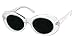 V.W.E. Vintage Sunglasses UV400 Bold Retro Oval Mod Thick Frame Sunglasses Clout Goggles with Dark Round Lens (Clear)