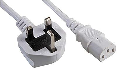 PRO ELEC PE01067 13A UK Plug to IEC C13 Socket Mains Lead 3m 10A White