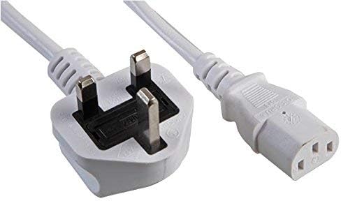 PRO ELEC PE01067 13A UK Plug to IEC C13 Socket Mains Lead 3m 10A White