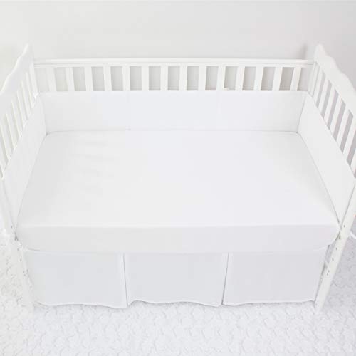CaSaJa Napping Microfiber Crib Bumper Pads Protector, Soft and Breathable for Baby Boys and Girls, Fits Standard Size Crib and Toddler Beds 28 inches x 52 inches, Machine Washable, White Color